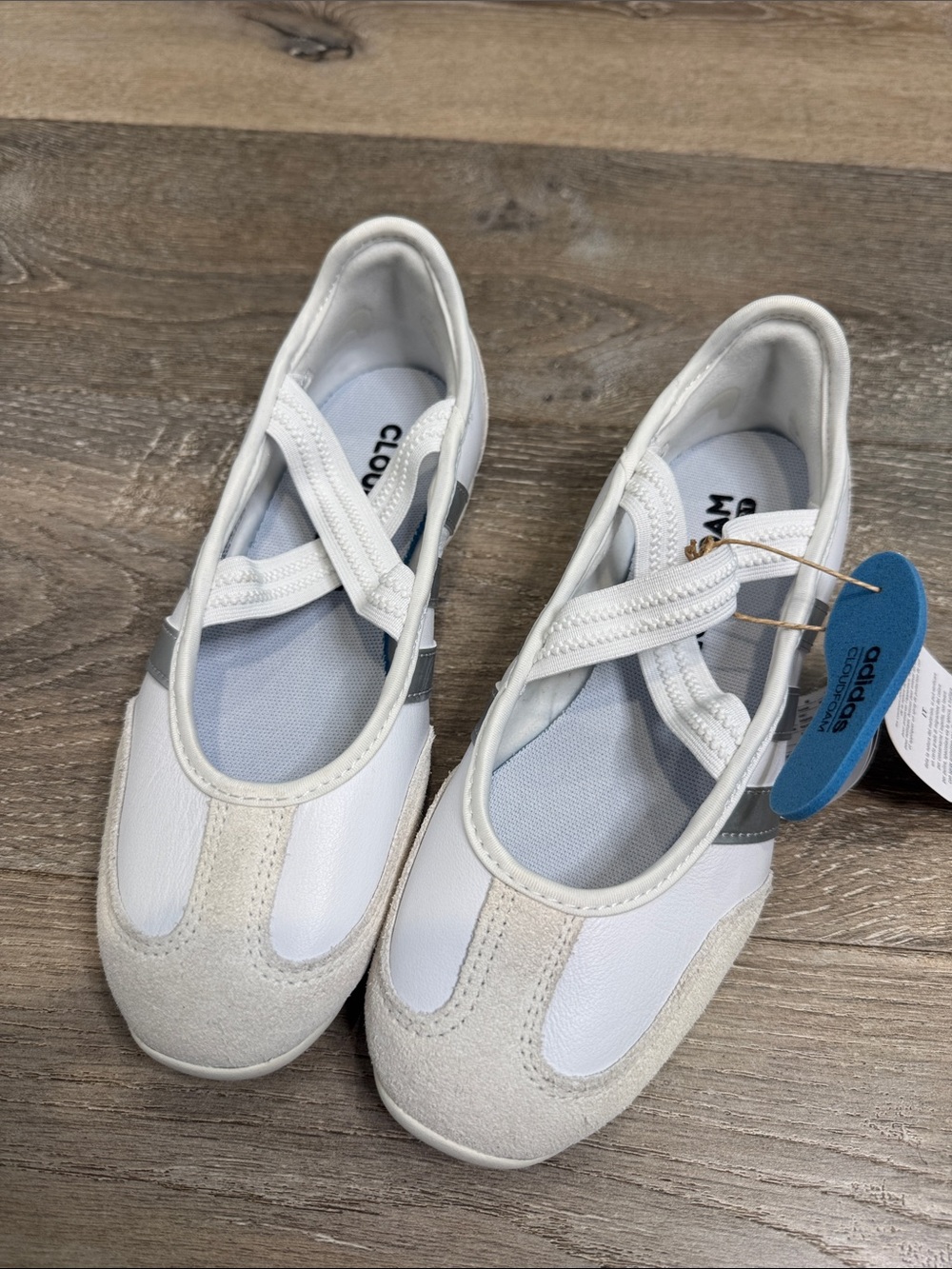 adidas White and Gray Women's Mary Jane Athletic Shoes